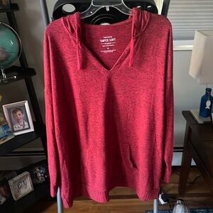 Torrid - red w/ black specks. Size 2 Long sleeve hoodie/sweater.